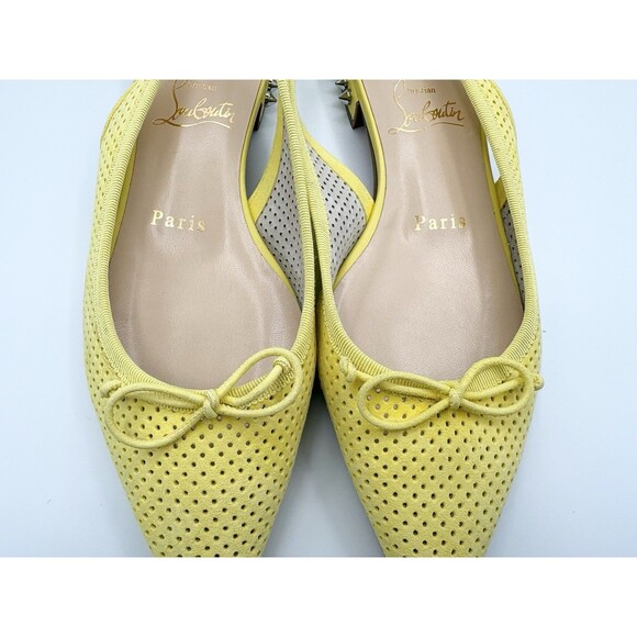 Christian Louboutin Yellow Hall Sling Spiked Slingback Flats Leather Sz EU 36 6 - Picture 6 of 11